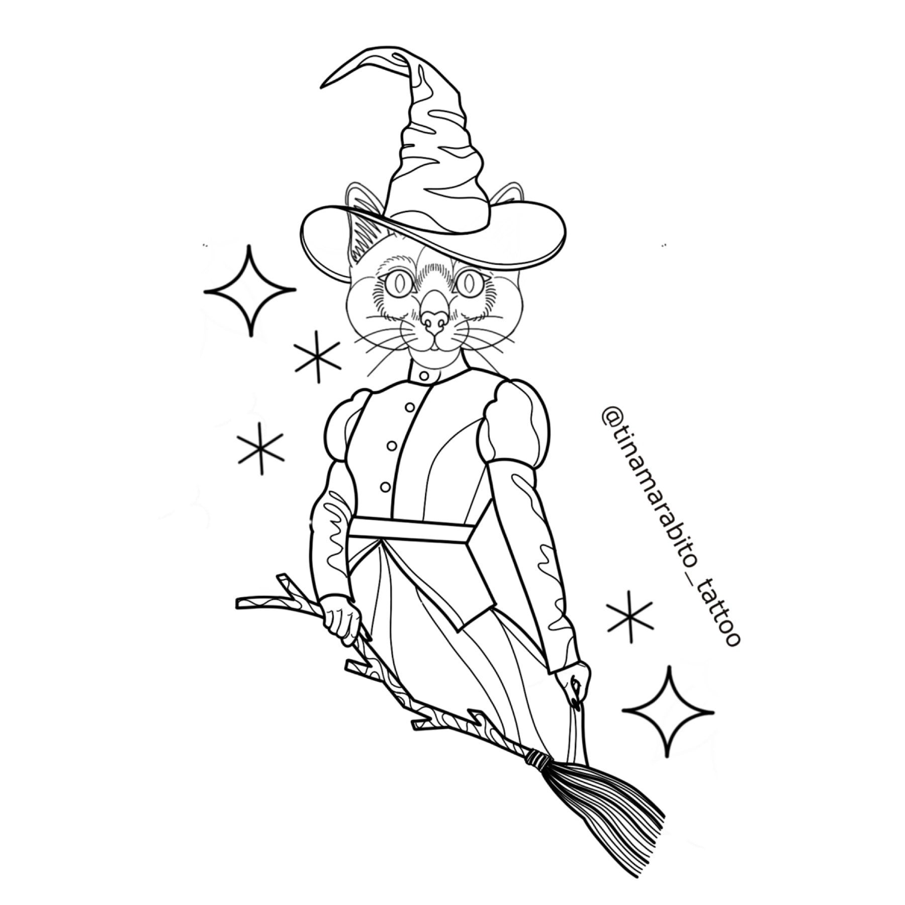 Witchy Cat Lady Tattoo By Tina Marabito Poppycock Tattoo